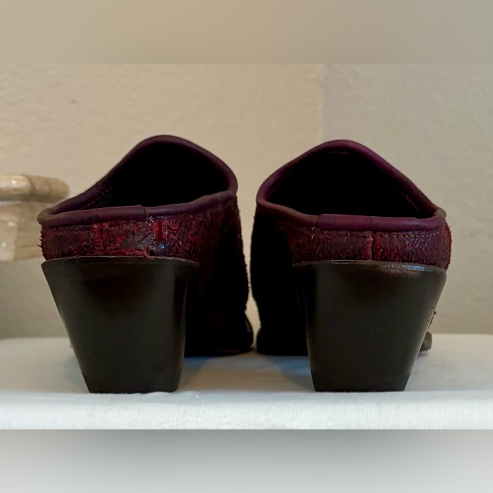 Donald J Pliner 25th Anniversary Red Distressed Leather Mule Square Toe SZ 7.5 - Picture 6 of 8